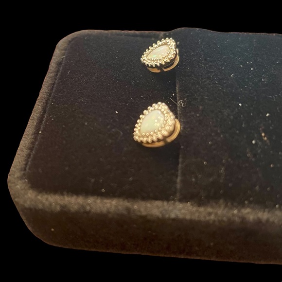 Solomon Brothers Jewelry - Genuine heart cut opals surrounded by diamonds set in 14K yellow gold